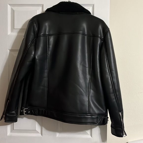Guess Vegan Leather Biker Coat. - Picture 4 of 7